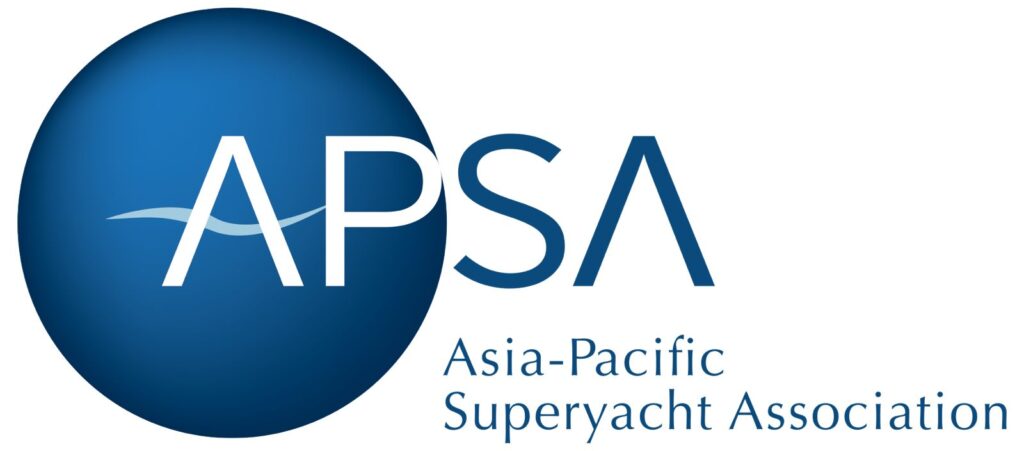Logo of APSA, the Asia-Pacific Superyacht Association, featuring the letters APSA over a blue circular background